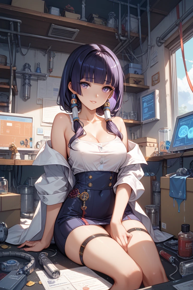best quality,4k,8k,highres,masterpiece:1.2),ultra-detailed, extremely detailed eyes, extremely detailed body, (large masterpiece digital art), (detailed manga illustration), (detailed line art), ((perfect anatomy)), (intricate details:1.3), (ultra-detailed:1.3), (illustration:1.3), (sharp focus:1.3), (natural lighting:1.05), (vivid colors:1.3), (masterpiece), (best quality:1.4), (perfect anatomy:1.4), high quality, expressive eyes, full body, detailed face, beautiful face, perfect face, 1 girl, large breasts, very long hair, black hair, curly hair, wild hair, detailed hair, white dress shirt, black pants, pale skin, sapphire-blue eyes, demon, blue halo, sheep horns, curled horns, (horizontal pupils), sexy face, pointy ears, splash art, the demon girl, curvy, sitting in an office chair at a desk with feet on desk, black high heels, cinematic lighting, dramatic atmosphere, Atey Ghailan, Jeremy Mann, Greg Manchess, Antonio Moro, trend in ArtStation, trend in CGSociety, Intricate, High Detail, Sharp focus, dramatic and photorealistic painting art by Midjourney and Greg Rutkowski, Jeff Bridges, ((cartoon style)), Marvel Cinematic Universe style, (((darkly lit office in the background))),