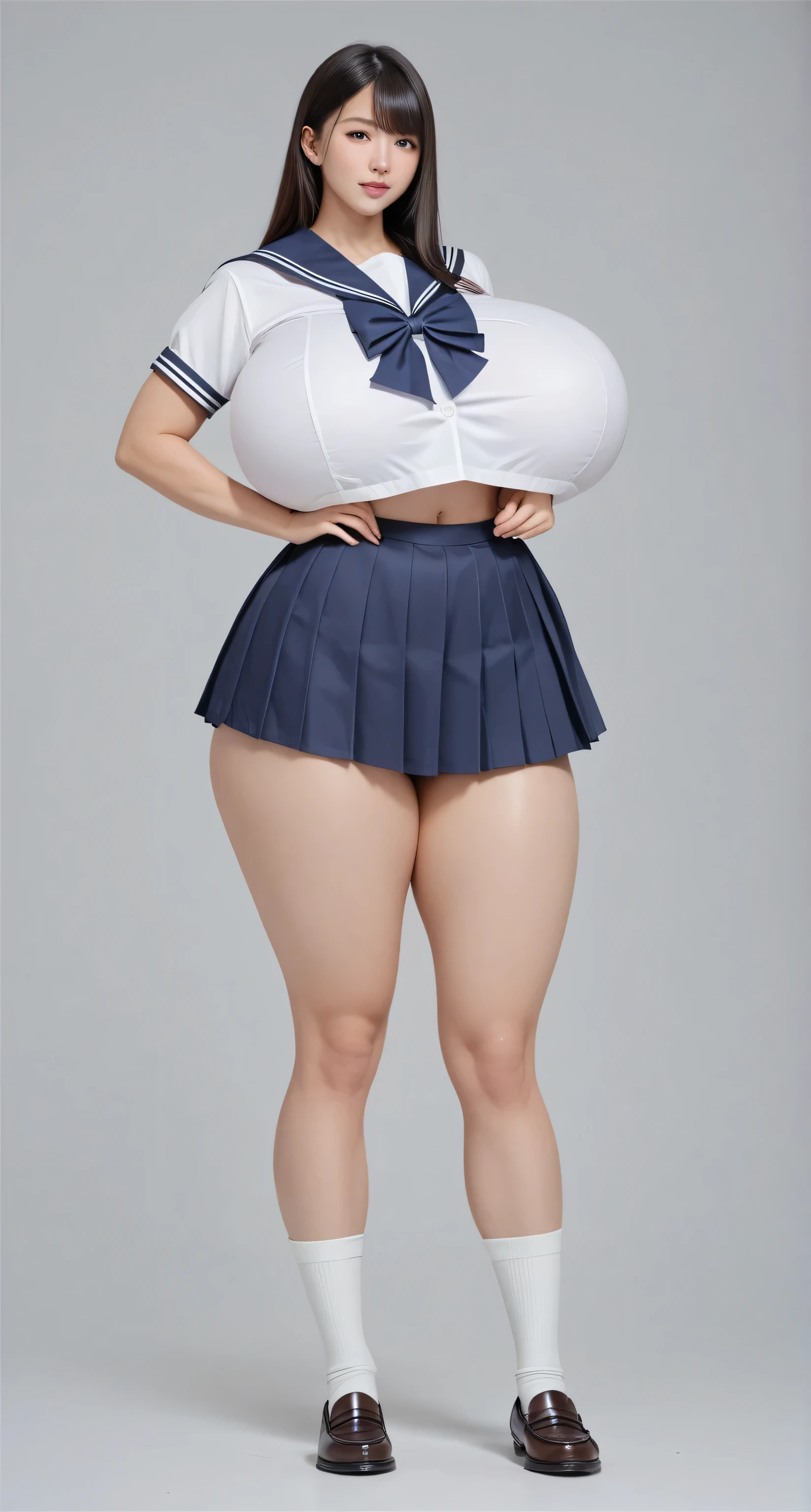 ((Japanese High School Uniform)),Wear a short pleated skirt 、Silk panties sticking out、Panty Shot、Focus on panties、Soft skin、ponytail, Japanese Girls, 8K, Huge breasts,full body shot、 highest quality, masterpiece, Realistic, Photorealistic super detail, One Girl, cute, Best Smile, Beautiful Eyes, Long Hair, Perfect Face,full body shot