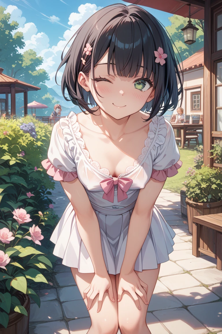 best quality,masterpiece,1girl,solo,(((NSFW))),(((9years old))),japanese girl,an extremely cute and beautiful girl,highly detailed beautiful face and eyes,petit,cute face,lovely face,baby face,shy smile,show teeth,black hair,medium short hair,Hairless pussy,flat chest,skinny,slender,(((wearing a wet transparent white mini French maid apron))),(((standing in a flower garden))),she is looking at the viewer,hands lift up dress,(upskirt above the waist:1.1),(no panties:1.1),(legs spread wide:1.1),(no bra:1.1)