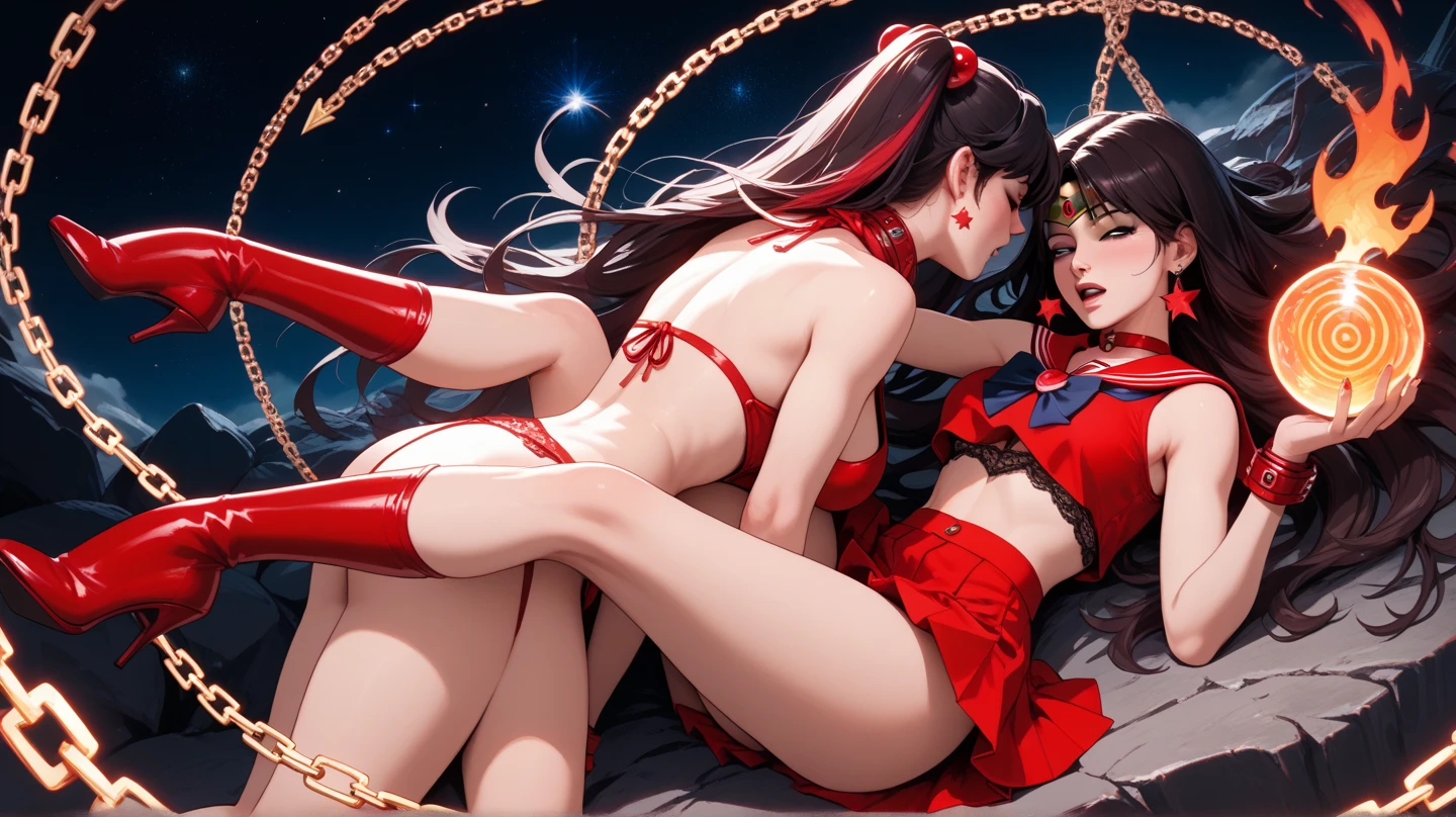 (((SFW : 1.2))), (((pornography))), (realistic), (intricate details:1.2), (masterpiece、:1.3), (top quality:1.4), (Ultra A high resolution:1.2), Ultra A high resolution, 8K resolution, very detailed expression, dark, (high quality), complete anatomy, natural anatomy, full body photo, 1 korean girl, 2, (call girl:1.5), (prostitute: 1.5), (korean:1.8), (beautiful : 1.4), (shiny black hair), (big earrings), heavy makeup, big earrings, feminine accessories, long legs, (red colored bunny girl costume and strappy high heels and black fishnet stockings : 1.4), glowing skin, The Korean man ties her arms and body with rope and molests her body..),(She is tied up and having sex with men : 1.5), (The men grabbed her legs...), caress, fondle,dark light, (on the bed), lying, spread legs, (detailed background:1.2), She is doing bondage and SM play with some Korean guys.