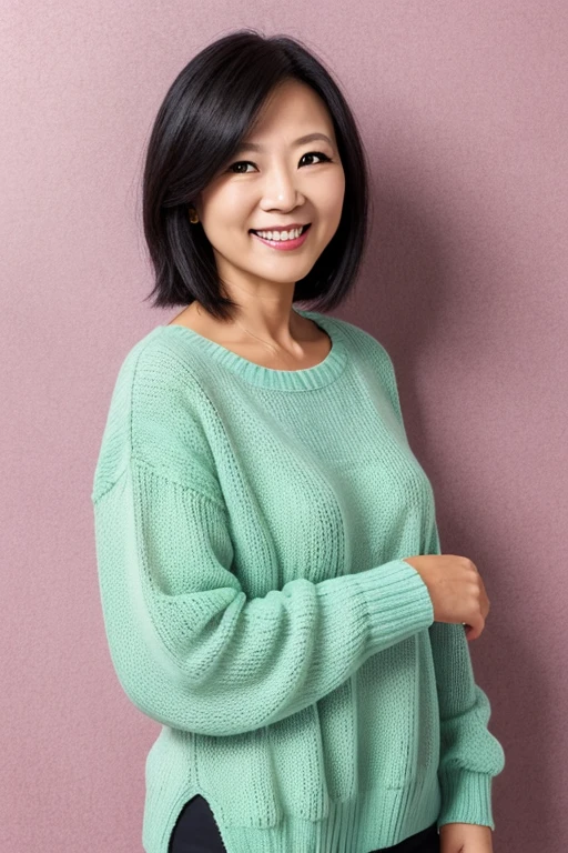 60 year old woman、(((facial wrinkles:1.2)))、beautiful woman、smile、spread legs、cute clothes,