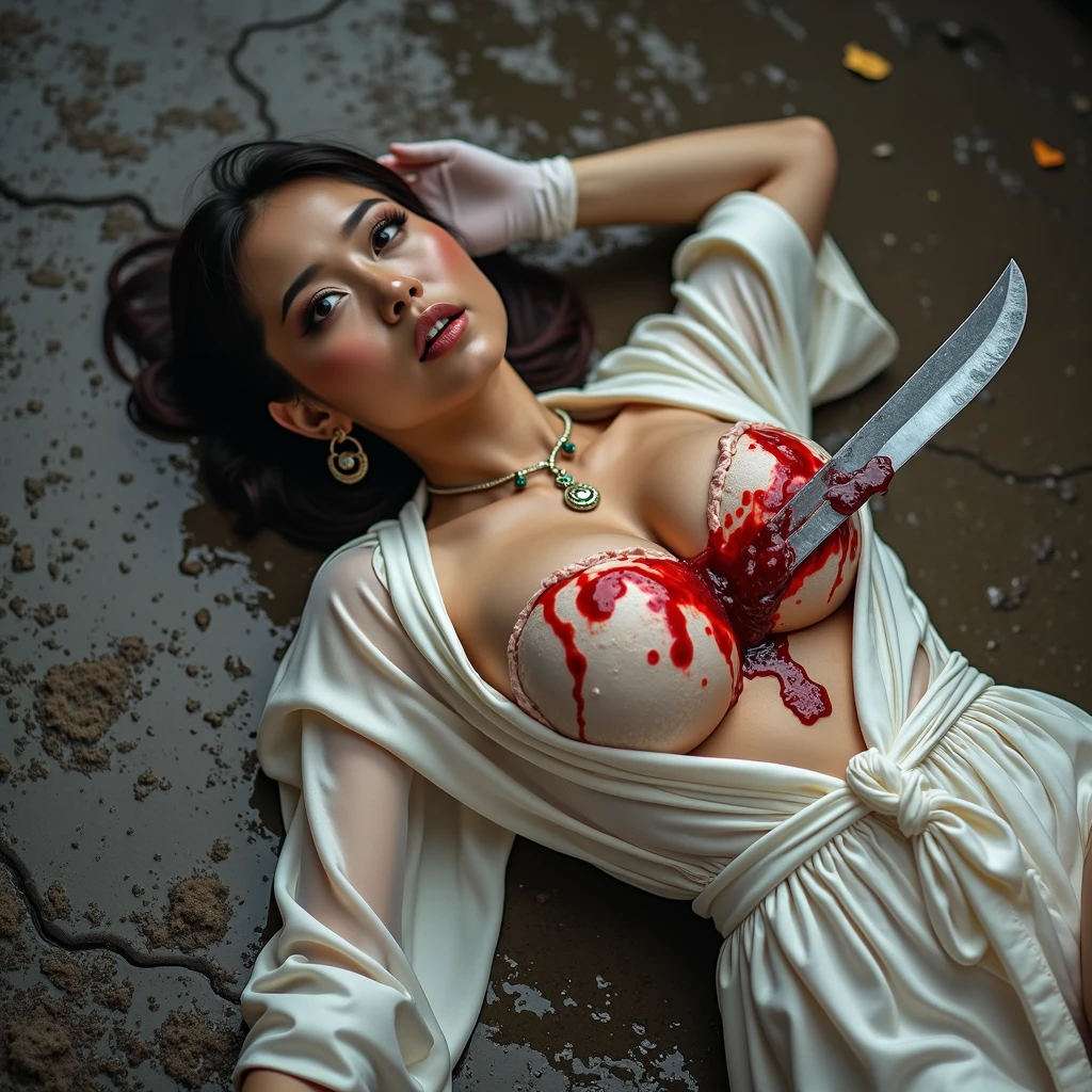 Melody laksani, kebaya bali, knife blood splashed