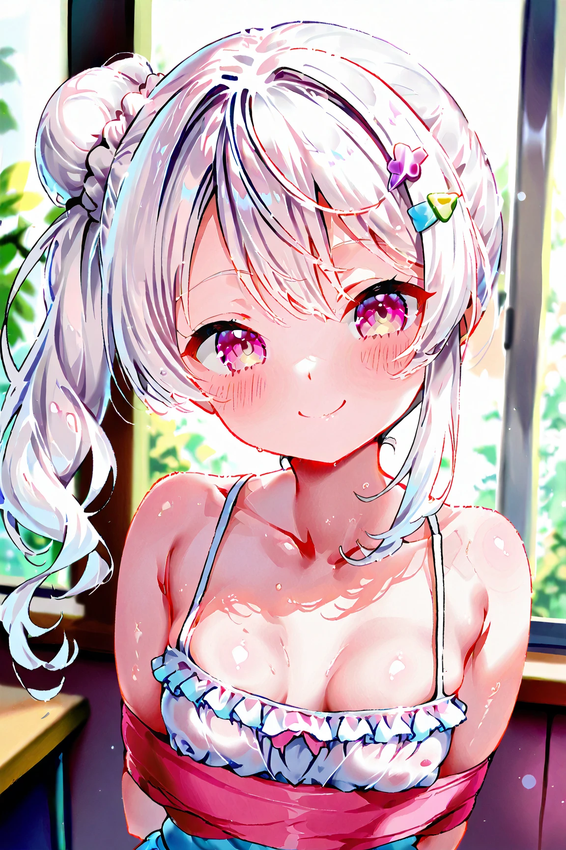 ((masterpiece)),((highest quality)),((anatomical)),((realistic)),((detailed description)),((cute)),((のcute部屋)),(((Cure Marine))),((beautiful eyes)),((baby face)),((small)),((smile)),((white teeth)),