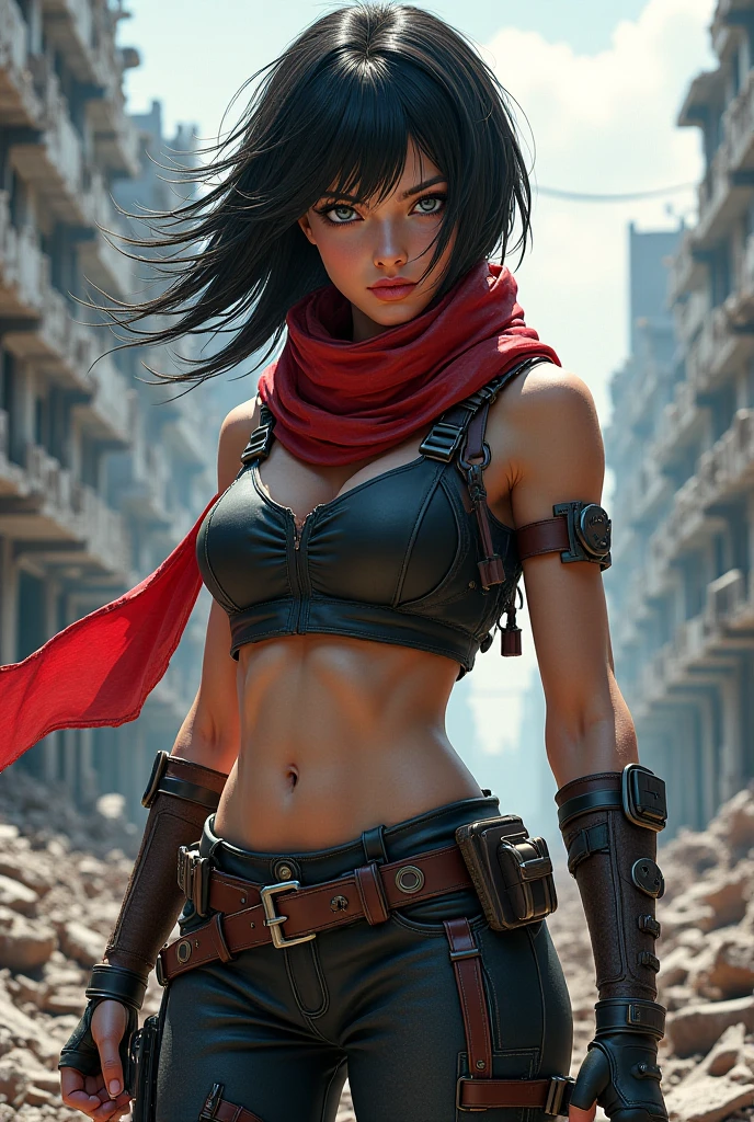 Mikasa Ackeman , master part, best quality, seios grandes, peituda, Corpo Perfeito, 1 girl, Mikasa_Ackerman, red scarf, heaven, sombrio, postura de luta, gangue sinistra, Butyric acid, minimalismo, Arte de impacto, ruins, olhos negros, Close-up, peitos grandes, corpo definido, guerreira, sensual, zoom em seus olhos, Mikasa is in her bed at night, (1girl em)、(realisitic)、( fotorrealista:1.5)、Batomornsardas、cabelos pretos, 8k UHD、(filmgrain) extremamente delicado e bonito、8k, alta qualidade、alta resolução, ju、ighly detalhado、belos olhos detalhados、 olhos e rosto extremamente detalhados、obra prima、(lighting like a movie)、(pele de alto detalhe:1.2)、8k UHD、Digital SLR、a strong lighting of fire、alta qualidade、filmgrain、obra prima, qualidade superior, alta qualidade, alta resolução, ((muito nitido)), Photo taken with long-range professional camera, alta qualidade, preservar face, sensual