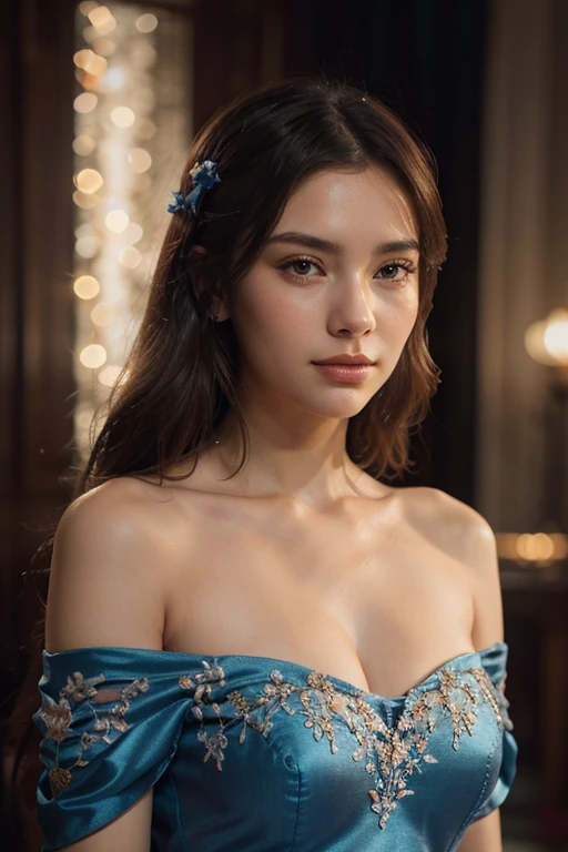 Sophie Charlotte in Caravaggio style matt satin blue