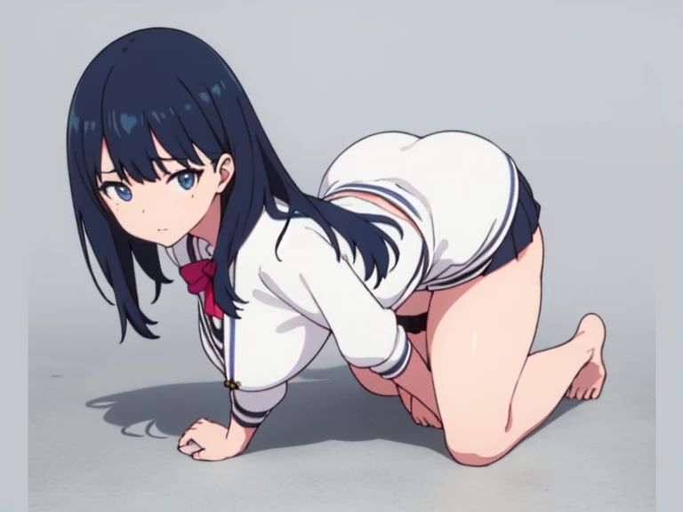 alone, One girl, View Viewer, 2D, anime, anime coloring, Upper Body, (Simple Background, White background:1.3), utaha kasumigaoka, ((School Swimsuit)),((School Swimsuit)),squat,From below,blush,Embarrassing, (( 指で膣を触ってMasturbationする)),Masturbation,orgasm,Love juice, 床にこぼれるLove juice, liquid splashing from girl, (( 指で膣を触ってMasturbationする)),Climax,Climax,Squirting,