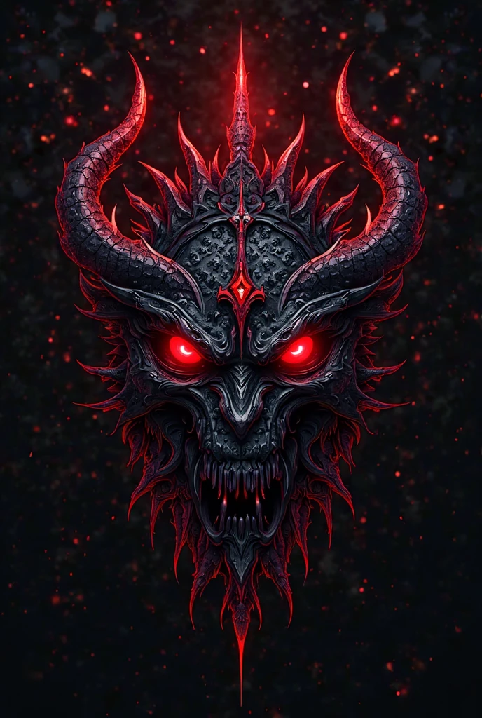 Black scaled demon monster,A w44p3n of a blue and red silver demon in front of a black background, opulent, 4K, insanely details