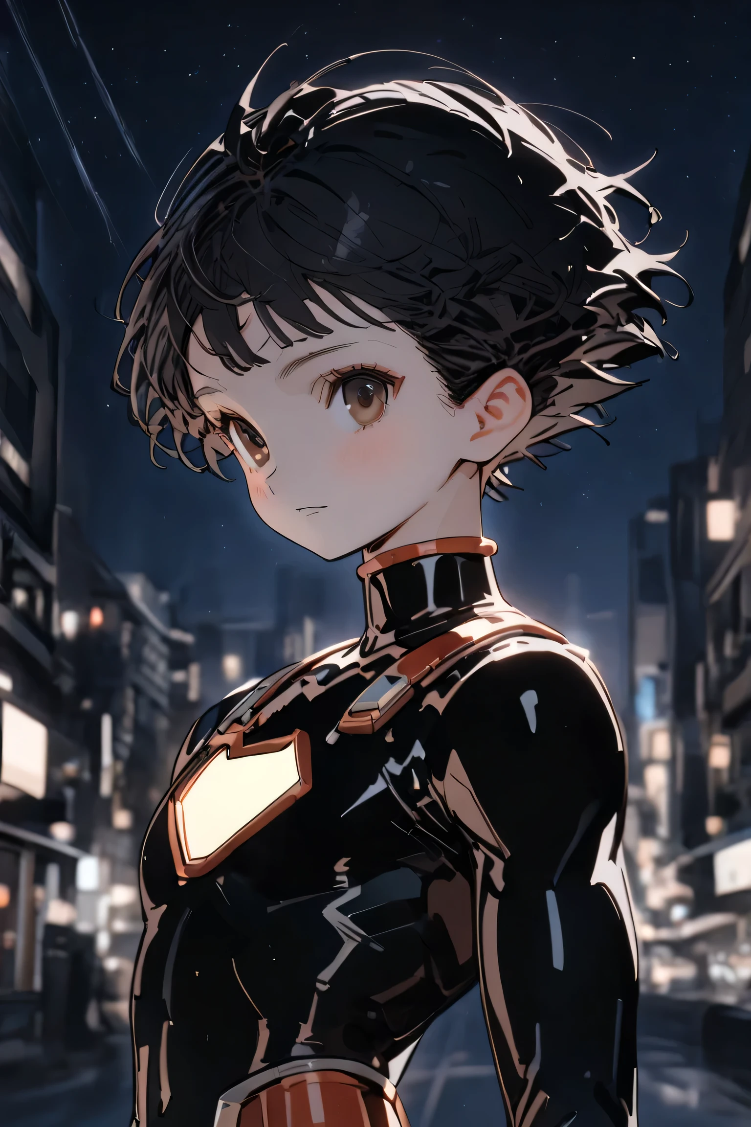 masterpiece, best quality, ultla detail,8k,
(((AstroBoy))),cool,o,1boy, solo,
black hair, short hair, brown eyes, upper body,
outdoors,starry sky,at night,