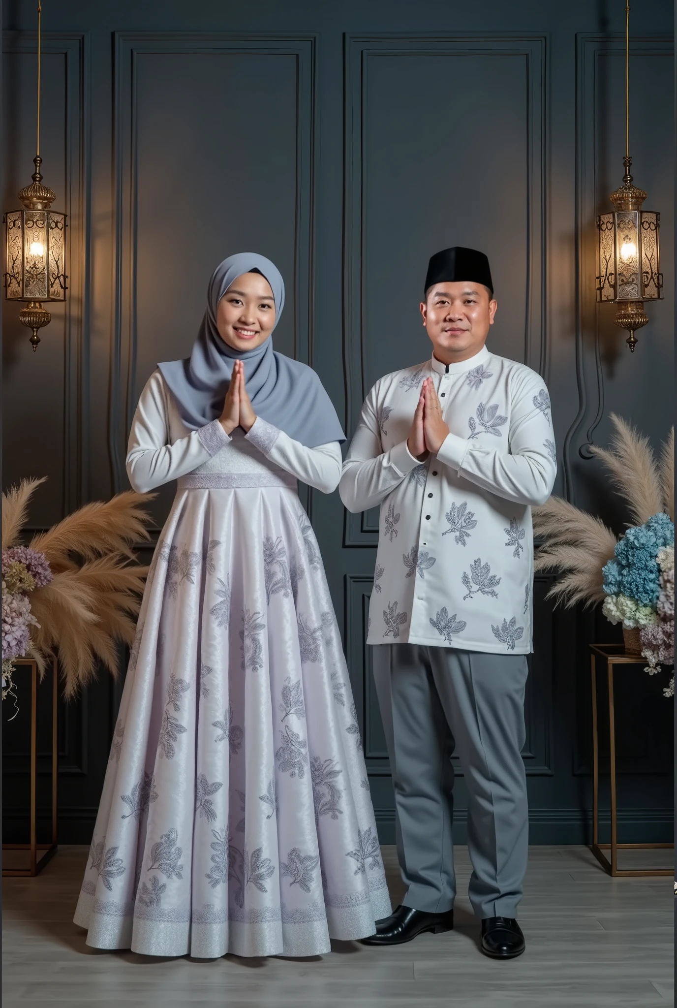 bride and groom standing in front of arched windows holding books, wedding photo, full protrait, wedding, happy couple, protrait, backdrop, couple, portrait shot, wedding photography, lovely couple, mid shot portrait, couple portrait, couples portrait, bride and groom, potrait, by Basuki Abdullah, groom, formal portrait, ceremonial portrait, profesional photography