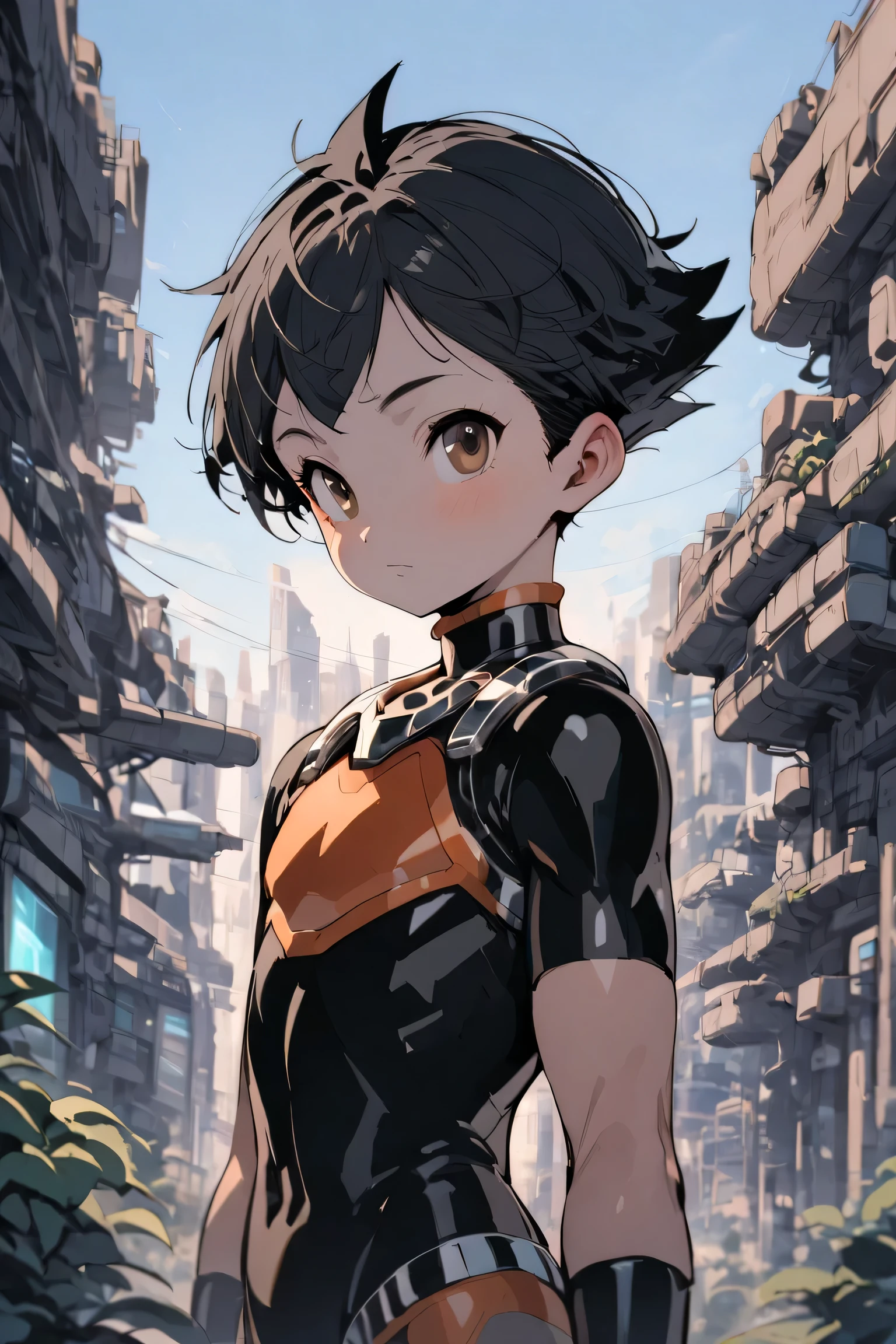 masterpiece, best quality,
(((AstroBoy))),
1boy, solo, black hair, short hair, brown eyes, upper body, outdoors,
