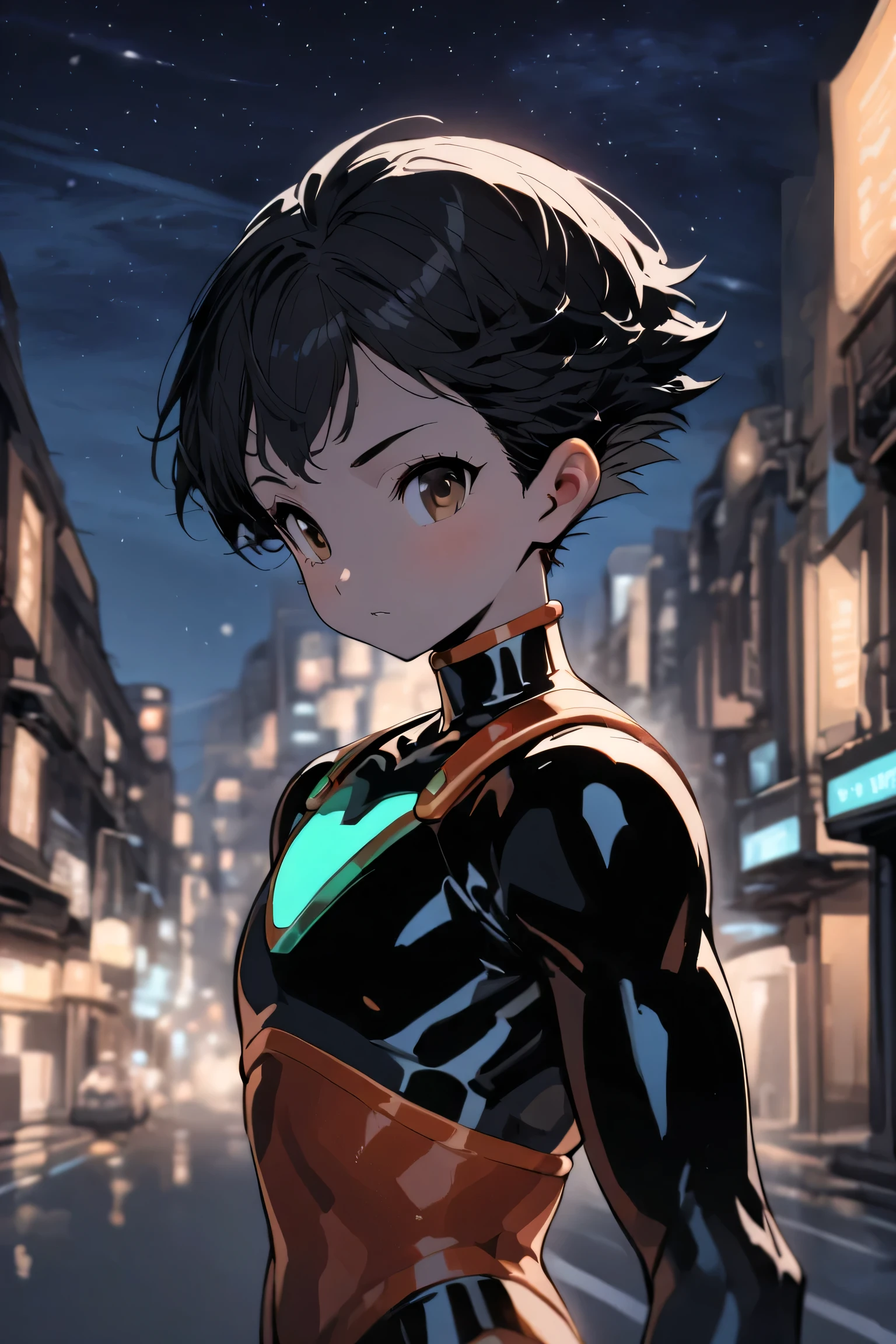 masterpiece, best quality,
(((AstroBoy))),
1boy, solo, black hair, short hair, brown eyes, upper body, outdoors,starry sky,at night,
