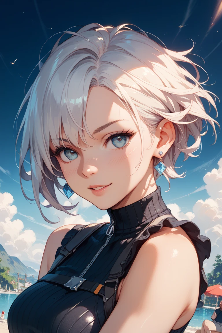linda garota, (Cabelo platinado), ((cabelo cacheado muito longo)), rosto perfeito, Sorriso inocente, tronco,(cerulean eyes), (Yan), (pequeno), (delgado), ((peito achatado)), ((21 anos de idade)), dentadura da pele, detalhe extremo, rosto oval encantador, Red lips, rosa, Pele brilhante, cabelos detalhados, foco facial, Peito em close, colar decorativo de ouro, brincos de ouro, ((1 garota)), Embarrassed expression, orelhas de elfo