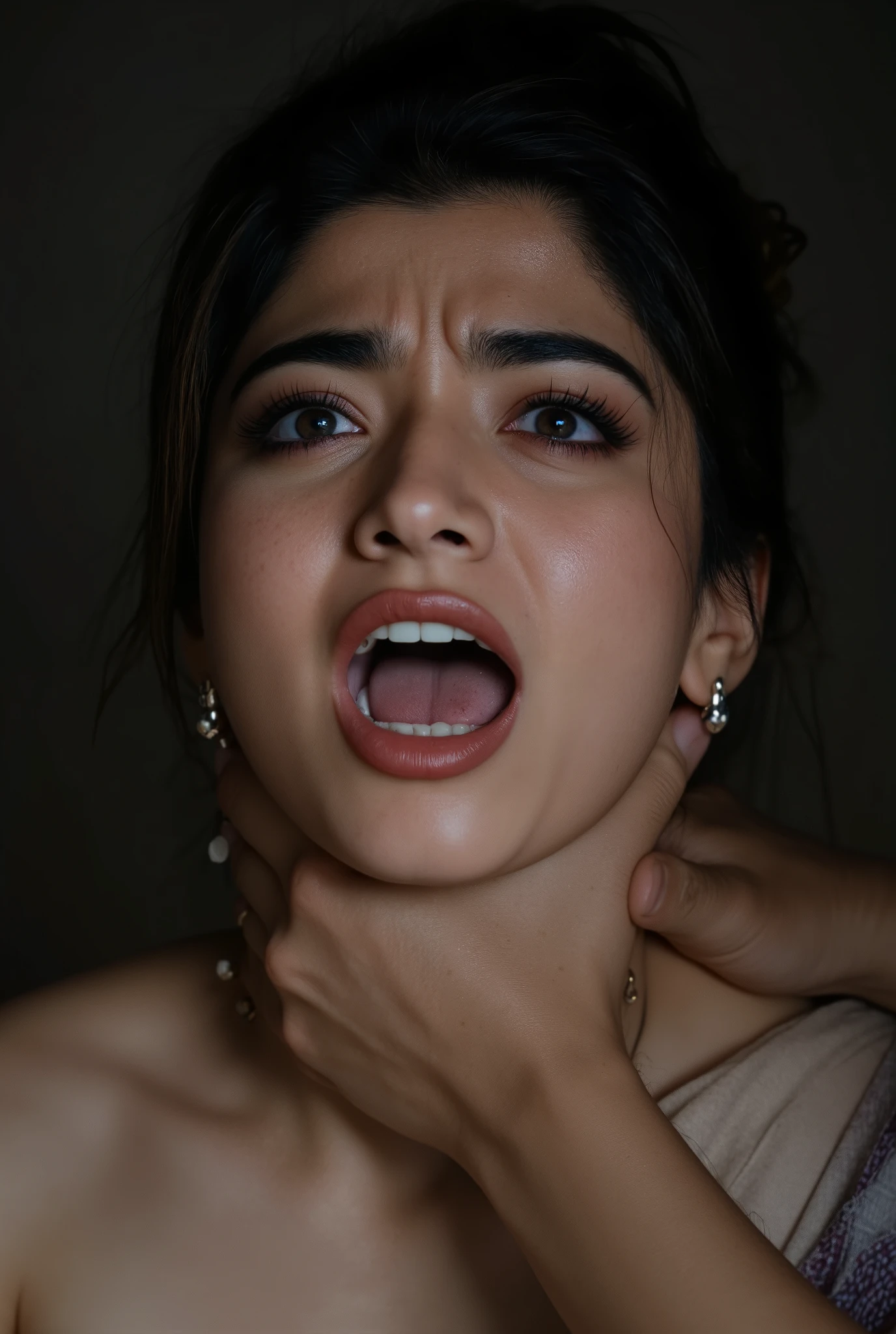 Close up of women getting strangled