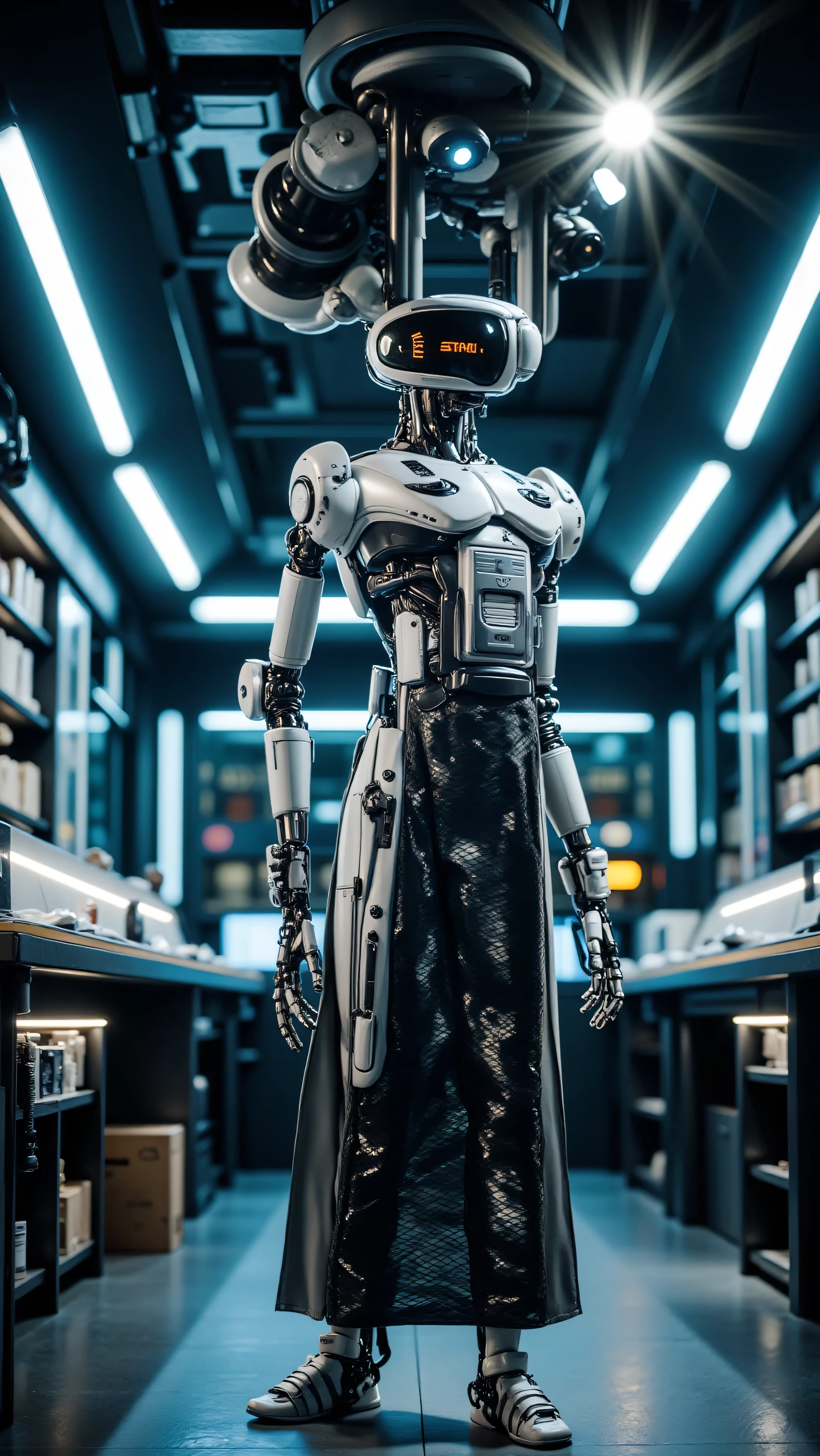 4K,8K,Studio Quality,Inside robotic tech lab, make the photo realistic, vibes color matched with atmosphere, Future Tech Lab Vibes,Full Furniture. 