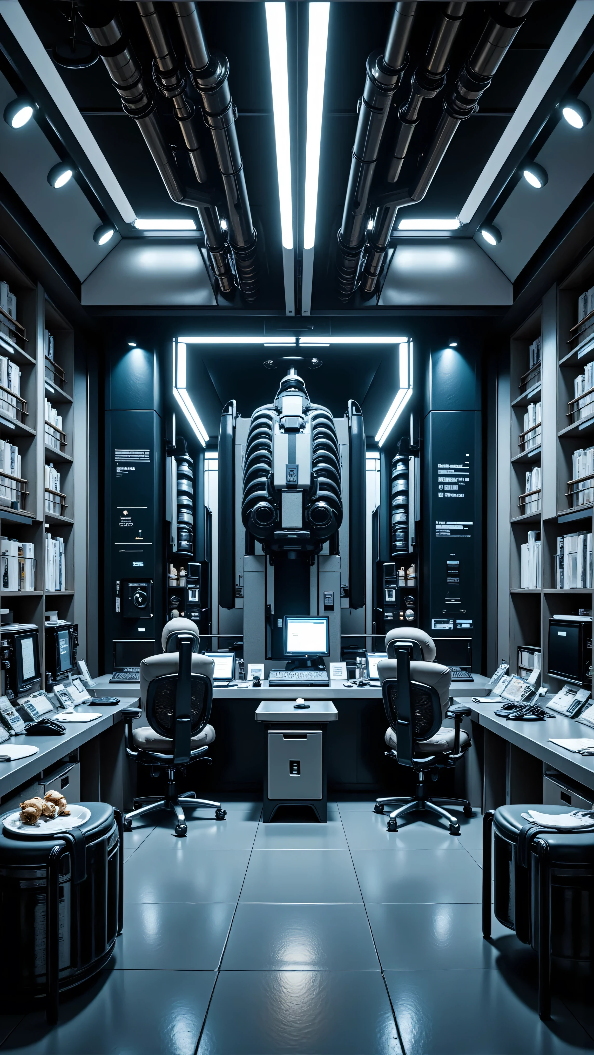 4K,8K,Studio Quality,Inside robotic tech lab, make the photo realistic, vibes color matched with atmosphere, Future Tech Lab Vibes,Full Furniture. 