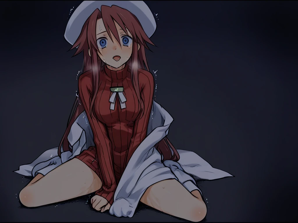 nsfw, nude, naked、 kurosaki meia, braid. , blue eyes, , hair ornament,, red hair, big breasts、nipple、Abandoned amusement park、 file, crying ,flooding、abandoned hospital、fire、heavy snowfall、frozen、14 years old 、whole body