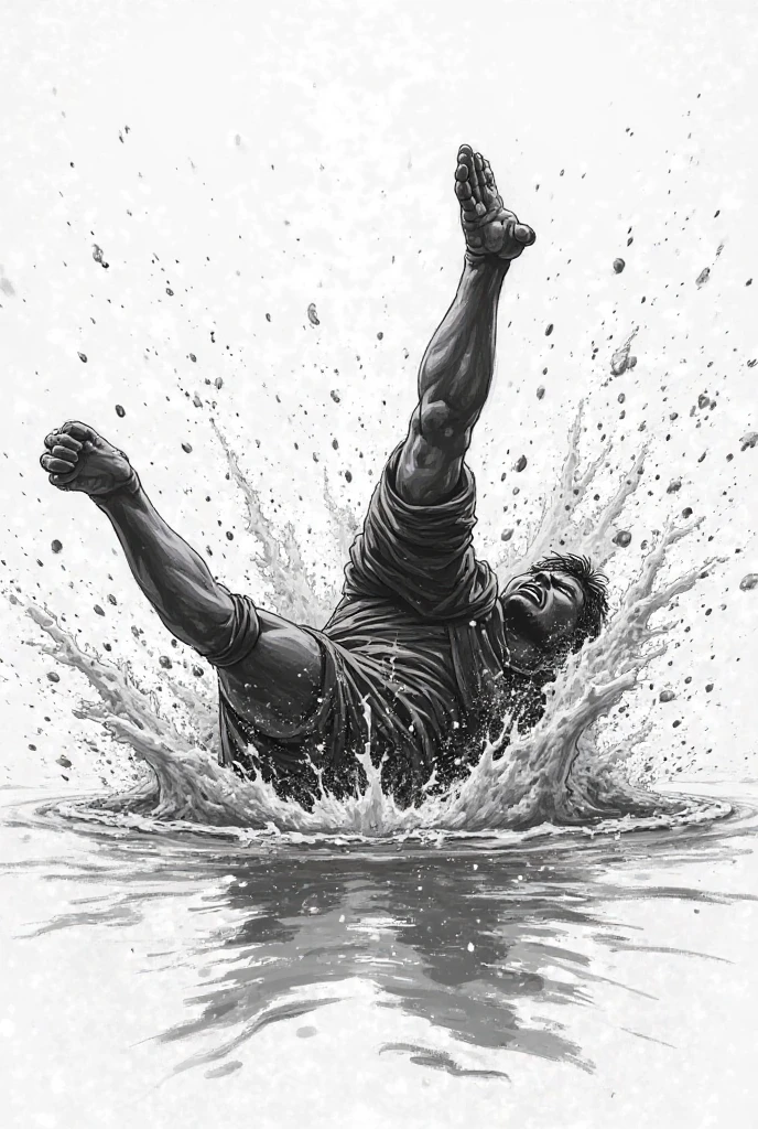 (photorealism:1.2), polynesian looking up, gasping for air with oar in black and white clipart drawings