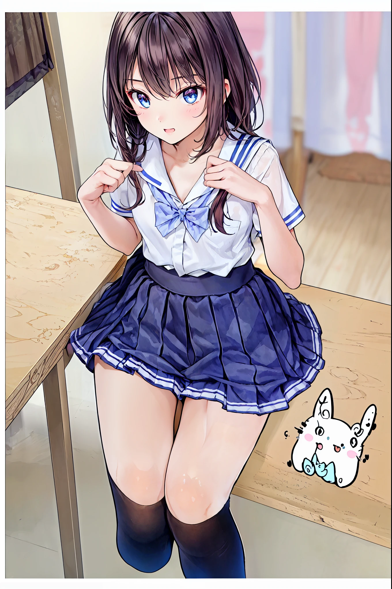 Lewdな女学生、((Young girl masturbating))、field、garden、grass((NSfW Vibrator Inserted and Vibrated))、Ahegao、pleasure、Climax、Agony、Lewd、Ecstatic expression、A young girl with a baby face、((Love juices are dripping down her thighs、No pussy juice々leak))バイブの刺激にAgonyしClimax、Drunken eyes、((A young girl in elementary school))Long twin tails、Blue ribbon、Brown Hair、Soft Hair、Elementary school girl