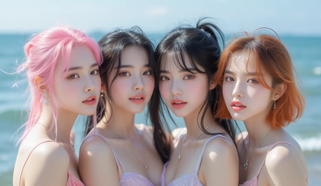 8K，best qualtiy，tmasterpiece，low  angle shot，The perspective is from below，Close-up of the crotch，take up close，(One girl and two boys，Two boys hugged a girl from behind:1.5)，(An enchanting girl，huge tit，spread their legs，Hands on the back of head，Held from behind by many boys:1.5)，friedly smile，(random hair style，Random hair color，Brightly colored hair，long whitr hair，Complex hair color，Complex hairstyles)，(mini-skirts，Crotch bulge)，(Modern clothing，Summer clothes，leisure wear)，(Random pupil color，Complex pupil color)，Camel toes