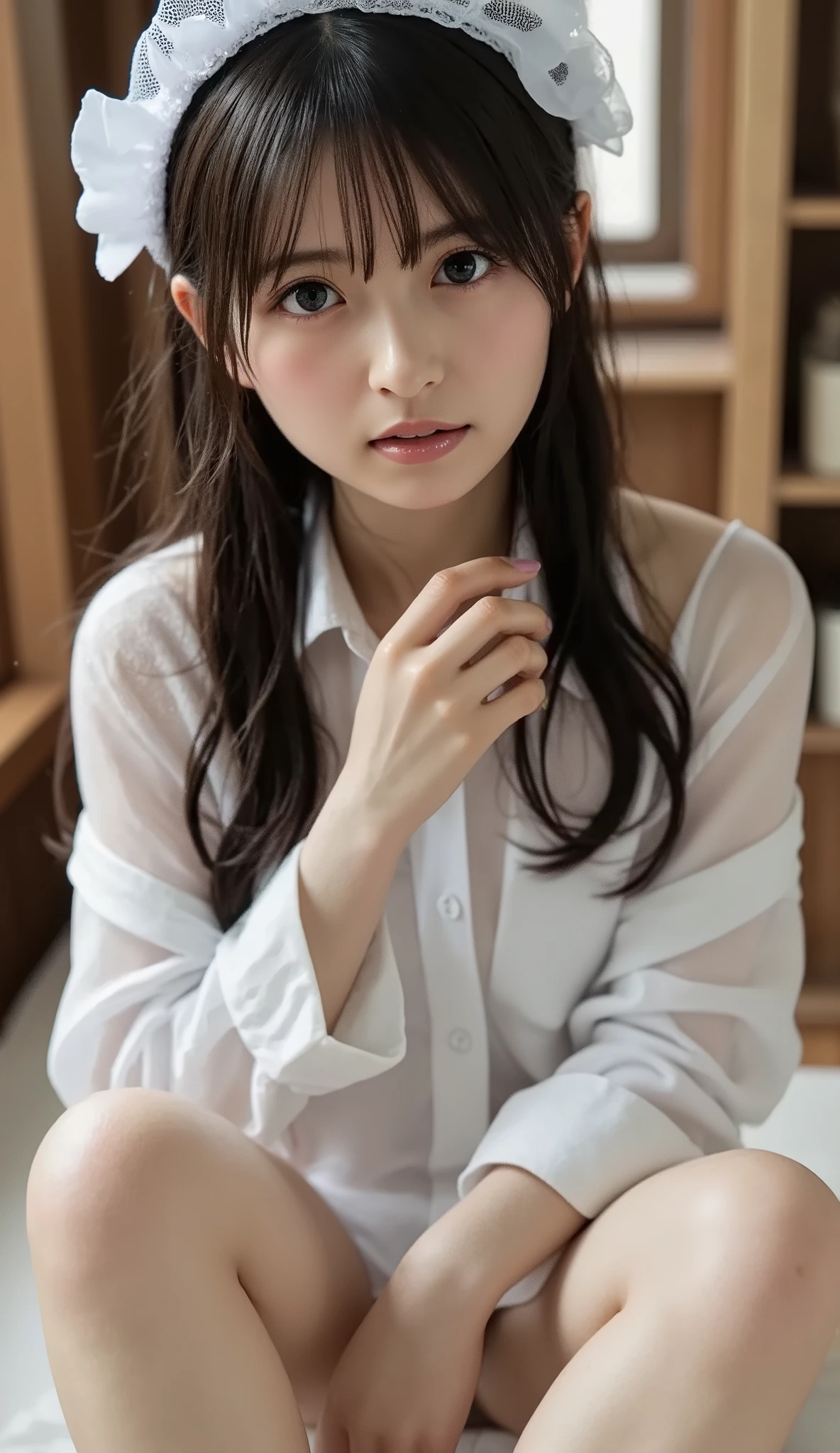 (((((18 year old girl:2、Japanese、baby face、 white skin))))), details顔の質感、 detailsな口元、 (Tiga Red Tide)、 details肌の質感、(masterpiece,Best Quality), 8k, details, reality, bedroom、 seat 、(( all over the body)、 grimaces、Writhing、Then she opens her mouth 、splashes water on face、(Turning、above the tongue)、long hair、 (((ecstasy face:1.2))), (detailsな脚, thin thighs, beautiful feet), (slender body line)、(Emphasized breasts), (tight waist), small nice ass、(detailsな手、small right hand)、(Perfect Anatomy)