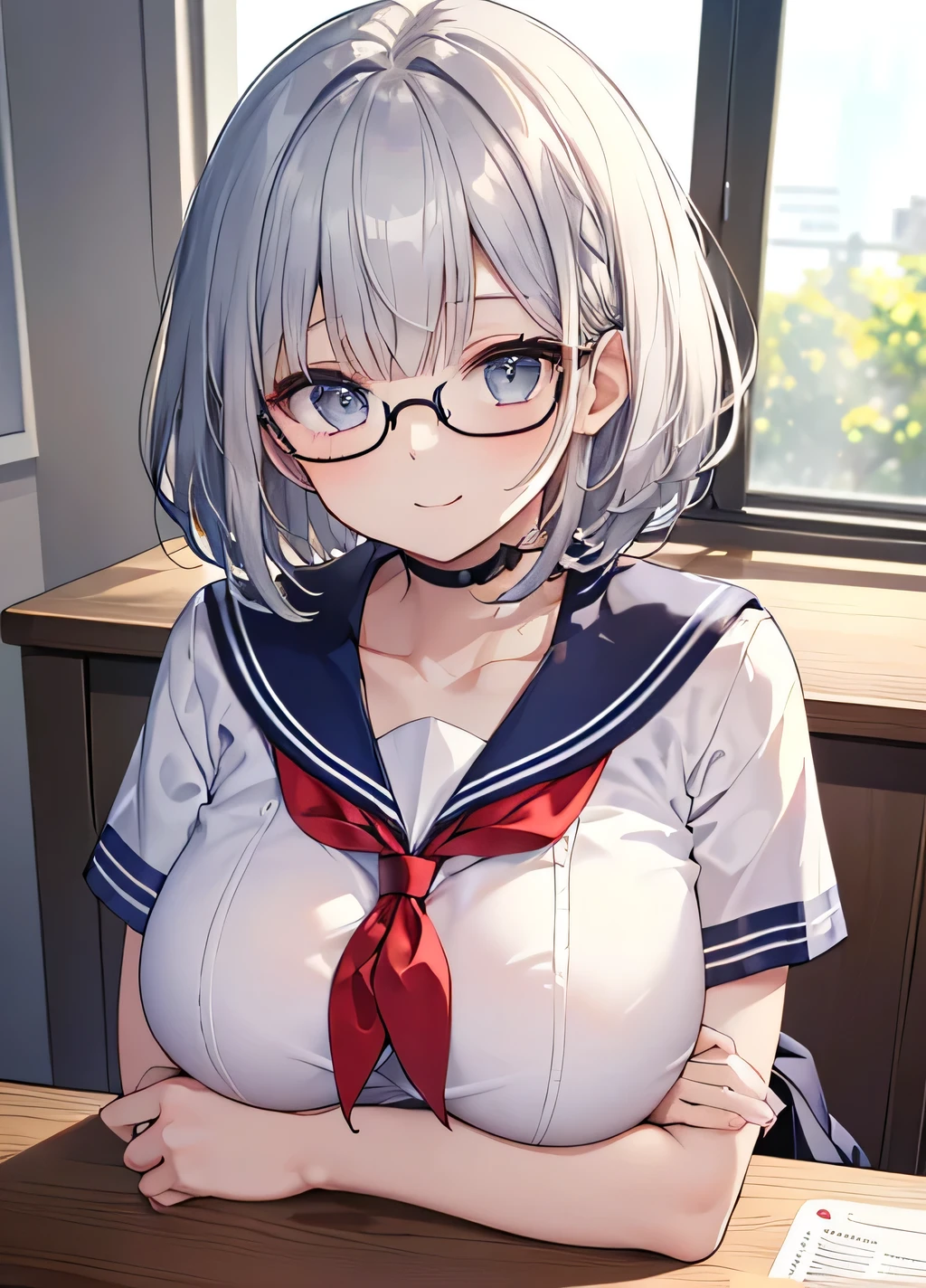highest quality、High resolution、Detailed Background、(Beautiful face in every detail:1.4)、Anatomically correct、(Detailed facial expressions)、(Detailed eyes:1.2)、Teenage beauty、(Highly detailed face:1.4)、(Huge breasts:1.3)、Cute hair colour、Bobcut、ponytail、Twin tails、well-groomed eyebrows、Accentuate your breasts、Glasses、Thin, white, sheer, sleeveless sailor dress、White sailor collar、Poolside、My clothes are wet and transparent、Blushing、(Two beautiful girls looking at me with embarrassed expressions:1.5)