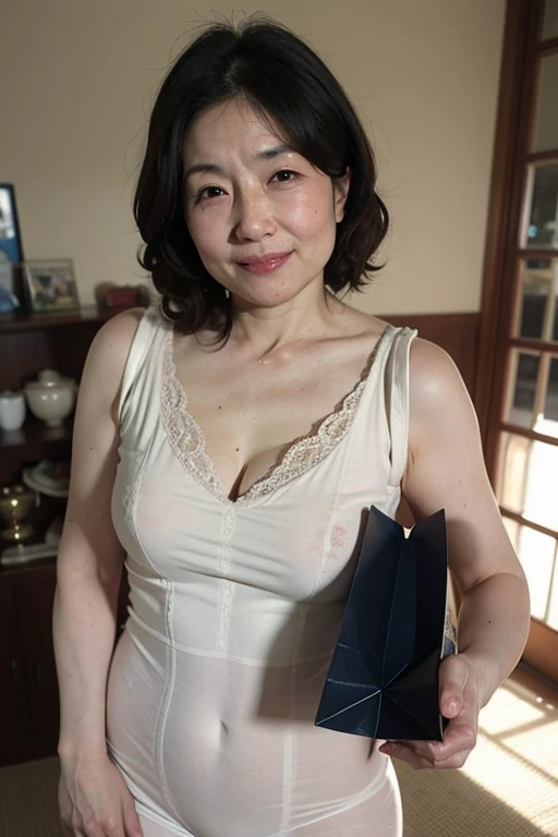 ((Japanese Mature)), ((55 years old:1.4)), ((old woman:1.3)), (((Small breasts))),  Beautiful breasts, Detailed eyes and face, Long eyelashes, Beautiful Lips, Bright red lipstick, Feel the warmth and elegance, There are fine wrinkles, Mystical Eyes, Expressive eyes, Beautiful Skin, A look that seeks a man, Condescending attitude, Leotard, Beautiful hair ornaments, Pale pink cheeks, Soft Light, kitchen, High quality photos, Vibrant colors, Bokeh effect, Delicate depiction, whole body, Spread your legs, short hair, Low Ponytail, Lewd, sexy, 