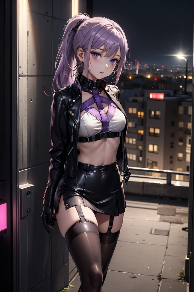 8K, (masterpiece, best quality:1.6), ((bokeh)), (short focus lens:1.4), anime style, Japanese, 1 lady, masterpiece, best quality, beautiful eyes, (Perfect Anatomy), (shiny skin, detailed skin),

(black hair1.8), center-parted short bob:1.5, purple eyes, 

(black blazer:1.8), open clothing, (purple & black panties, thong, purple & black bra, black garter stockings:1.5), 
(Silver chain necklace with small purple charm, simple silver earrings, silver bracelet),
beautiful lawyer, 

busty, sexy body, random porn pose, standing, 

(lovely smile), 

face light, cinematic lighting, sharp focus,

(beautiful scenery), daytime,  (train station), ticket gate, very wid, panorama view, sense of depth, long shot, magnificent view,