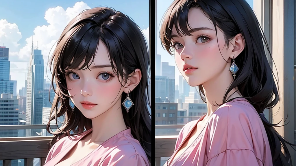 (masterpiece, best quality, 8k wallpaper, high resolution, ultra-realistic) Solo woman, Japanese girl, 18 years old, short hair, sunglasses, long red scarf around neck, (masterpiece: 1.2, best quality), (realistic, photorealistic: 1.4), (masterpiece, best quality), looking at you, navy blue school swimsuit, cleavage, D cup, sexy pose, kenpo pose, full body, best proportions, white skin, black hair, looking forward, smiling, 1970s sunglasses, psychedelic background