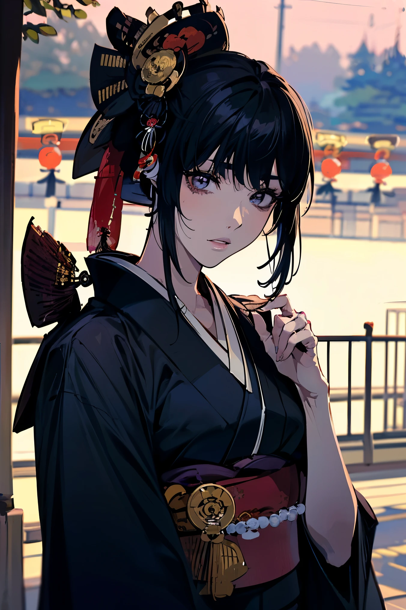 (masterpiece:1.5),beautiful hair,Beautiful Eyes,beautiful lips,Beautiful slender body,(Konno Anna:1.2),(Riho Yoshioka:1.1),(random expression:1.3),(Riverside:1.4),bust illustration from the front ,((((An Extraordinary Beauty:1.7)))),(((( kimono,Taisho Romance:1.5)))),((19-year-old single woman holding a fish in her hand:1.1)),(accurately depicted anatomically correct hands:1.1)black hair,long lashes,Three-dimensional, jewel-like eyes,Very delicate and beautiful CG,2. 5D illustration, anatomically accurate body, (very precise illustration:1.1),(Outdoors:1.4), (wallpaper:1.4),8k