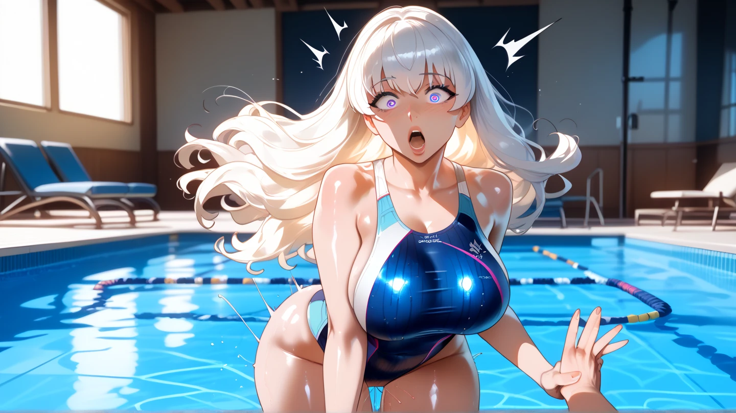 Mei（Honkai III），rosto magro，Slimming the waist，huge tit， exposed，Tong，swimming uniform，delicated face，tongue stickout