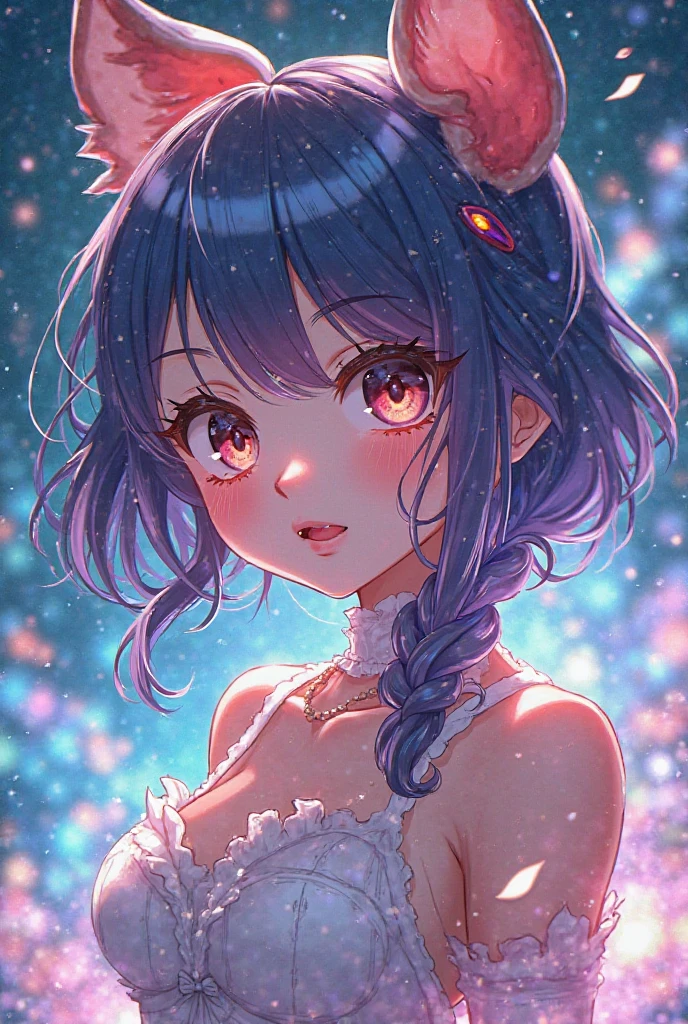 ((best quality:1.5)), ((detailed)), ((masterpiece)), ((detailed face)), (A breathtaking pastel anime-style masterpiece featuring Mona from genshin impact, wearing a galaxy frilly swimsuit, dark purple hair stylized in twintails, opalescent eyes, amazing design, star jewelry, cosmic accessories, pearls, constellations, astrology witch, cosmic themed, on the beach at night)