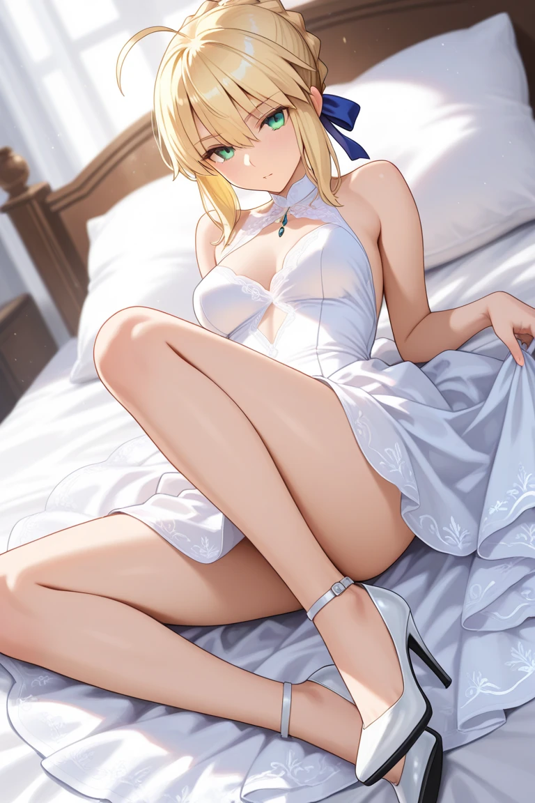masterpiece, best quality, highly detailed, ultra high res, ayase arisa, kitagawa marin, 1girl, solo, hair ornament, flower in hair, blonde hair, glossy lips, full lips, choker, see-through nightdress, living room, blush, looking back at viewer, standing, (lace panties:0.7)