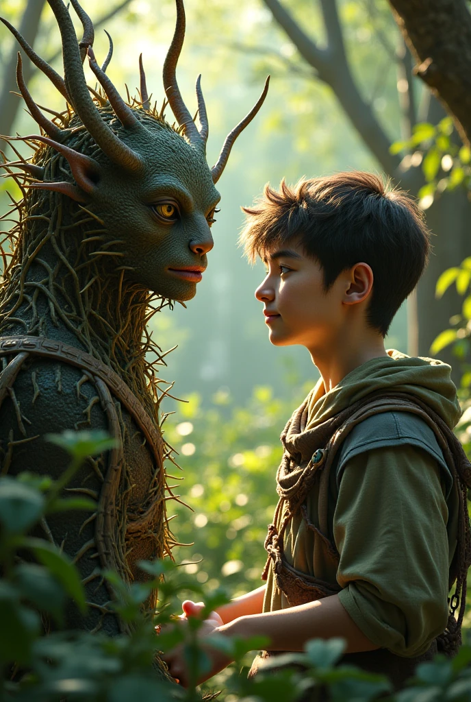 A shapeshifter of phoenix boy The Little Adventurer and Swamp Thing., 8k uhd, studio quality, character, ultra realistic, maximum detail, massive scale, post-processing, realistic, photorealism, photoshop, photography, detailed, portrait