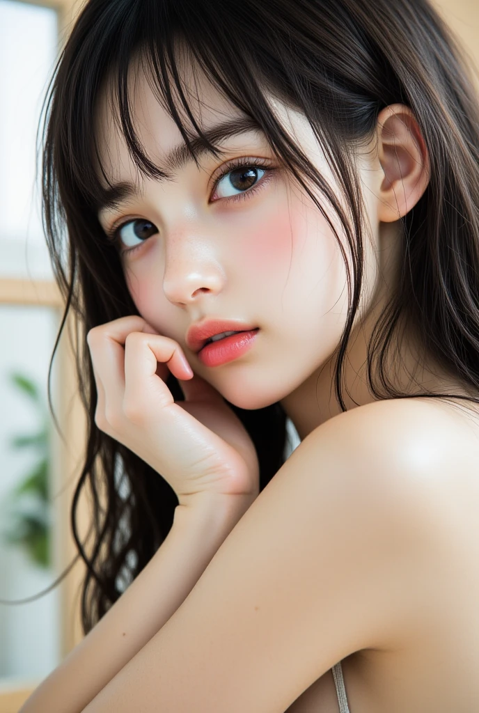 8K、cute、Adult Girl、detailed、black eye、Black Hair、sexy、Random Pause、Random hairstyle、reflected light, Chiaroscuro, Depth of written boundary, Cinema Lighting, Ray Tracing, Sony FE GM, Ultra-high resolution, 超detailed, masterpiece, Textured skin, Attention to detail, Highest quality, Awards,Bitch、Huge breasts、Too big、Saggy breasts、whole body、