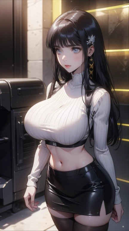 A mature girl, black hair, cream Costume
