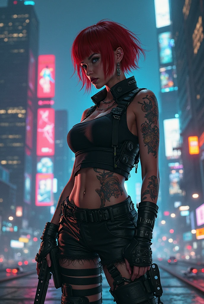(((of the highest quality: 1.4))),(unparalleled masterpiece ever), (Ultra high definition),(Ultra-realistic 8K CG, camera view from behind), offcial art、 (((adult body, super huge enormously gigantic tits, cleavage showing))), (((1girl in))), ((( Bob Shorthair ))), Punk girl with a perfect body, Jacket with metal spines,Beautiful and well-groomed face,Fancy makeup,Detailed punk fashion,leather jackets, (Image from head to thigh),((Platinum red Bob Shorthair )), Harajuku-inspired hooded Small leather panties, Simon Bisley's urban savage style,Detailed street background of London,Clean abs, Complex graphics, dark pink with white stars and gray and white stripeany poisonous tattoos )), piercings,