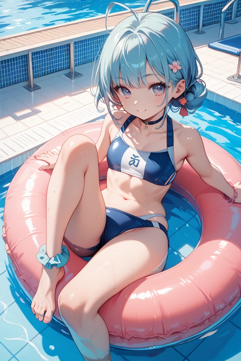 우산을 들고 공중에 떠 있는 swimsuit을 입은 애니메이션 소녀, 흰색 swimsuit, Kantai Collection Style, kushat, change, is wearing a swimsuit, swimsuit, Splash Art Animation , top rated on pixiv, Clean and detailed animated art, at pixiv, pixiv, Rei Ayanami, Expressing Joy. by krenz kushat