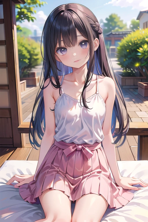 masterpiece,1girl,solo, <lora:ChiyaShubNiggurath-000008:0.8>,standing,(closed mouth),outdoors,(((white hoodie))), hair flower,