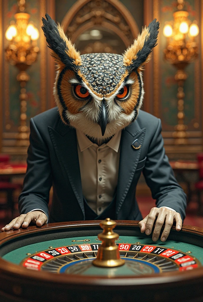 an adorable and stylized owl, who will be the mascot of a casino called 'Corujinha Bet'. The owlet must have a friendly and confident expression. She must be wearing a shirt that has 'Corujinha Bet' branding clearly visible on the front. Shirt design should be stylish and modern, suitable for a casino environment. The owl may be holding a casino chip or playing cards in its wings to reinforce the theme.. The image must be vibrant and captivating, with eye-catching colors and sharp details