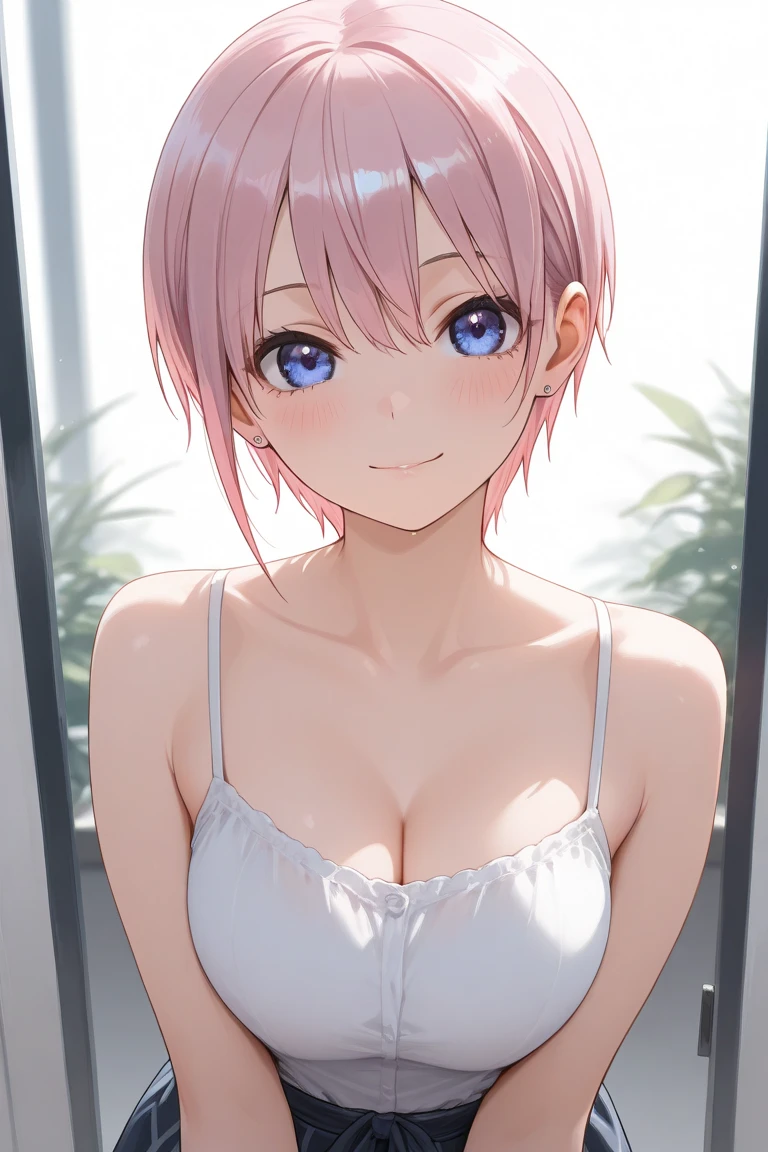 (((barechested))), ((laying on back)), ((embarassed expression)), Pink hair, short-hair, The highest image quality, hightquality, high detailing, 超A high resolution, 8K, depth of fields, Cinematography, intricate detailes, Elaborate, meticulous, Magnificent, Maximum Detail, Extreme beauty