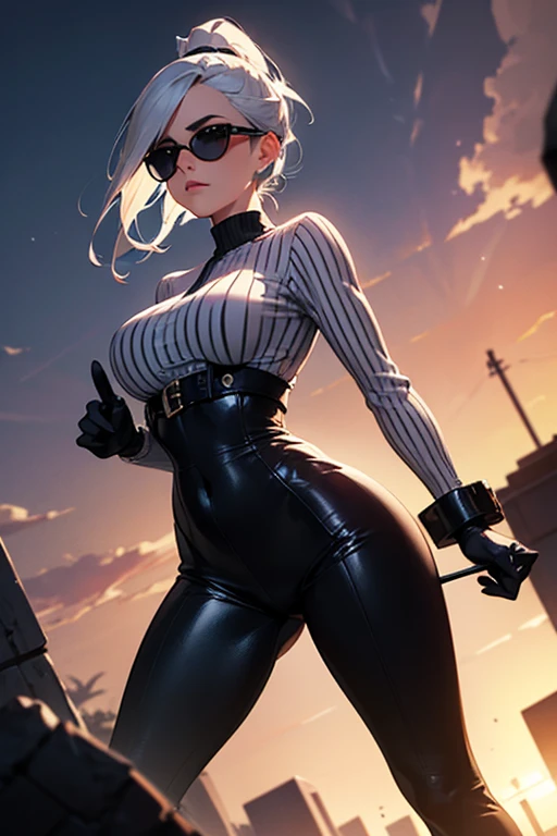 Just one girl,white skin,(glow up),Best quality, 4k, high resolution, body stuck dress, perfect smile, gorgeous, light skin, ahegao face, black eyes,(beautiful eyes),detail eyes, realastic eyes, long hair , blonde hair (hair colour is blonde) ,straight hair, pony tail hair, wearing a short yellow tee (top is yellow colour) and wearing black high-waisted short jean, short jean),and wearing skinny stalking pantyhose(fishnet stalking pantyhose), wearing leg harness (thigh harness), clothes are stuck in body, bodyfit outfit,1 girl, solo, seductive look, elegance and charm, (masterpiece, best quality, high resolution), looking at the viewer, standing, (intricate and beautiful:1.2), (detailed light:1.2), (soft light, side light), (high resolution textures) , outdoor, white skin girl ,outdoor background, sun light, attractive, sexy, mature and hot, young,(masterpiece:1.3), (disorganized:1.3), (highest quality:1.3), perfect anatomy, detailed face, front view, perfect right hands, looking at viewer, (Super detailed:1.3), (best shadow:0.7), (treated hair), fine eyes, beautiful eyes, young aged woman, alone, standing, crystal earrings,closed_mouth, , outdoors, arrogant face, small ,outfit detail,
Correct outfut details,thick thighs,