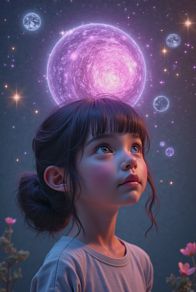 a CHILD girl with a pink hairstyle, little girl with magical powers, painting digital adorable, Arte digital 4K realista, Arte digital 4K realista, Retrato VFX altamente detalhado, retrato da menina de glowwave, Arte digital alucinante, 4k symmetrical portrait, 4k symmetrical portrait, Arte digital alucinante, Arte digital 4K perturbadora