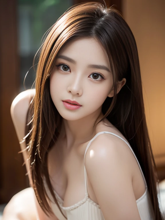 masterpiece、Highest quality、High resolution、Tabletop、wallpaper、Realistic、Bright lighting、Professional Lighting、Face Light、Smooth lighting、Japanese women、Adult、Beautiful woman、action、gravure、sexy、so beautiful、Beautiful Skin、Beautiful and exquisite、Detailed face、slim、Brown eyes、Looking into the camera、Cleavage、Big Breasts
