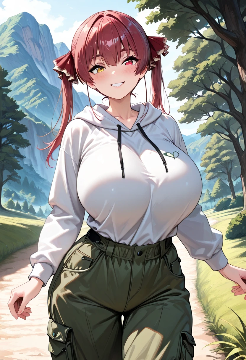 Tip: Very lovely  with a backpack and her cute puppy enjoying a lovely spring outing surrounded by beautiful yellow flowers and nature.. The illustration is a high definition illustration with 4k resolution., with highly detailed facial features and cartoon style visuals.  Busty Kyonyuu busto 180 cm