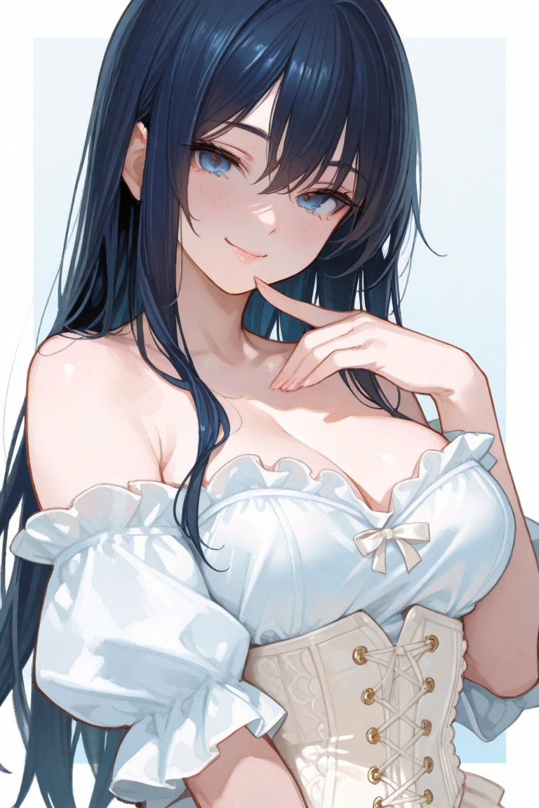 Bare shoulders with full breasts