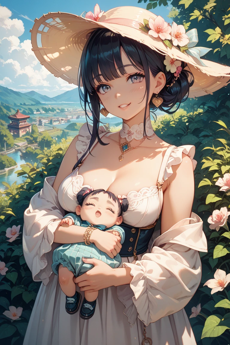 
Araffes are on a bridge with a baby in their arms, a picture by Ren Renfa, instagramart, 가슴, husband wife and son, warm up, happy Family, korean artist, Family, celebridade, lv, sunday, jia, Jaeyeon Nam, leaked image, Kim Doyoung, oc, lifestyle, Jinyoung Shin, 9k, Seseon Yoon