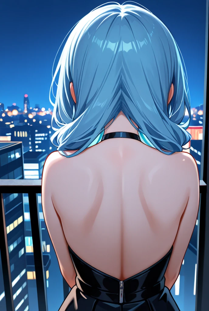 dark, highly detailed, hyper-realistic masterpiece, character design, volumetric lighting, fairy lights, intricate detail, ultra-realistic, hdr.  best quality, perfect detailed, (ultra sharp focus), Mei Mei, silver hair, dark brown eyes 👙👅🍖👙🍖🍑🍑🌃🌌⬛🌆 nice body 🍑🍖
🍖👙large hair on the one eye nice full body big behind camera from behind of girl 