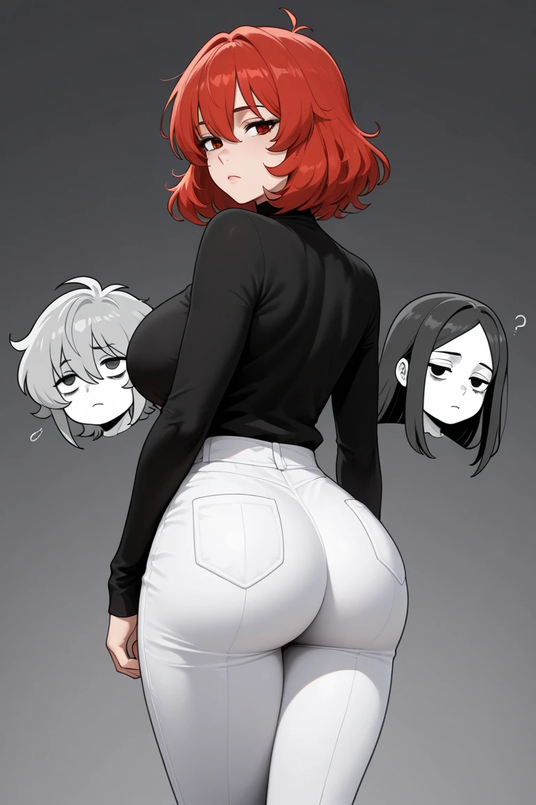 uma mulher apenas, surreal, super detalhada, rosto bem detalhado, The expression is sexy, details on facial expressions: 1.4): 0.4], roupa de couro preta apertada, 16K resolution, 4k resolution, ahegao, dynamic lighting, high definition resolution, ((melhor qualidade)), ((obra de arte)), (detalhado), corpo esbelto rosto perfeito, quadris largos e macios, focus on glutes, big, soft glutes, soft and medium breasts, seios lindos e marcados, corada, em plano de fundo VAZIO, linda, duplo v, vergonha, perky glutes, corada, roupa de couro preta apertada