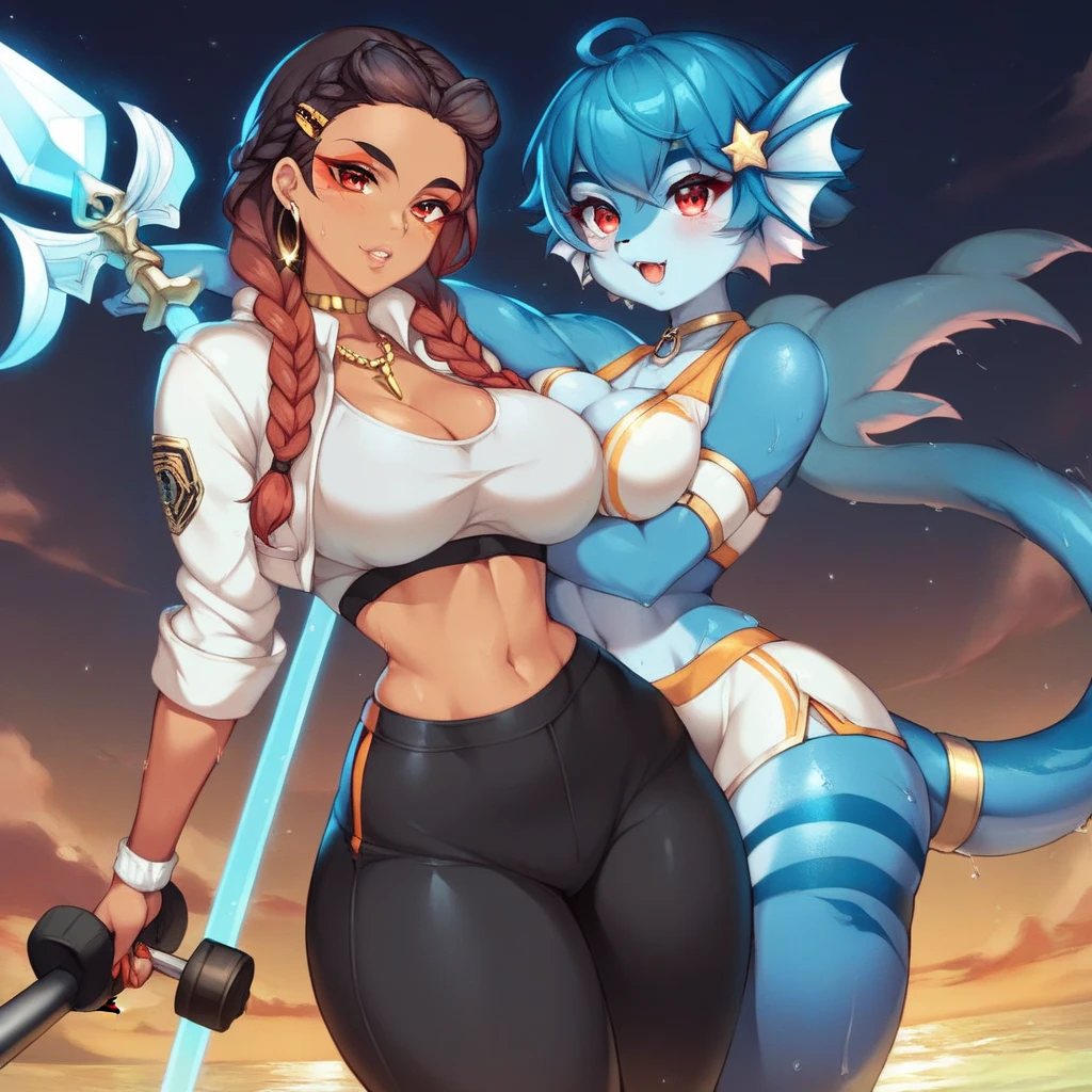 Muscular shark furry busty