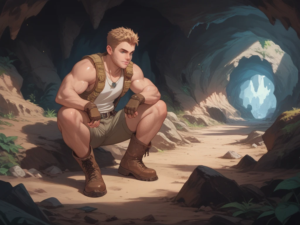 (high-quality illustration, masterpiece) A muscular man sitting on a seat in an airplane, staring at a tempestuous storm outside the window. Dark clouds surround the plane while bolts of lightning flash across the sky. The man's golden ring gleams sharply under the flickering light. His arm exposes a snake tattoo, indicating his affiliation with a gang.